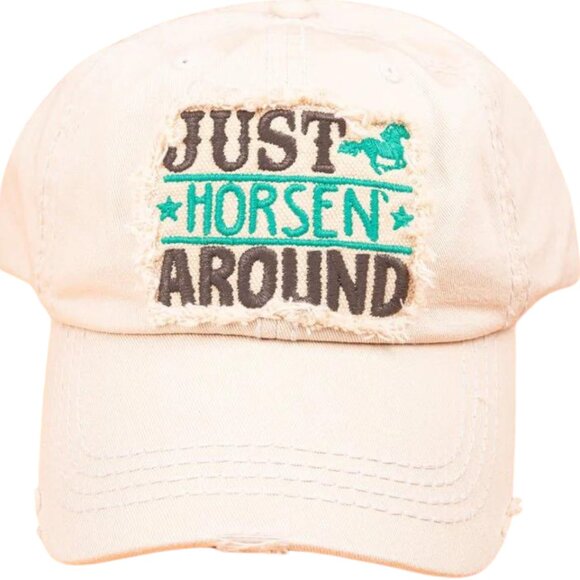 KBETHOS Accessories - KBETHOS Stone "Just‎ Horsen Around" Distressed Baseball Cap Hat NWT